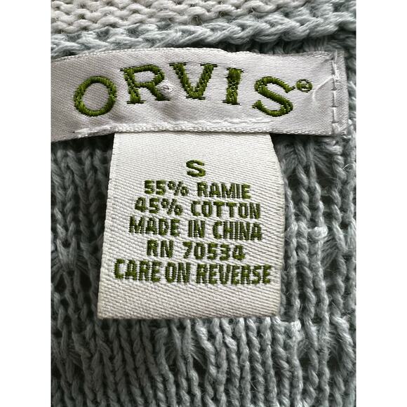 ORVIS patchwork knit button cardigan tan cream green old money coastal sz S - Picture 4 of 5
